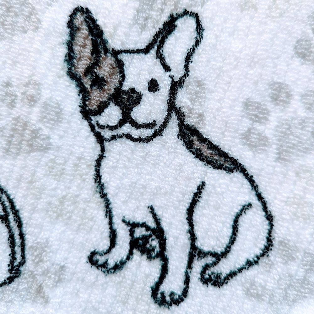 Boston Terrier Frenchie Pug Dog Print Fingertip Towel Set Of Two White Black NWT - Picture 2 of 11